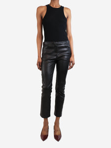 The Row Black leather low rise trousers - size UK 8