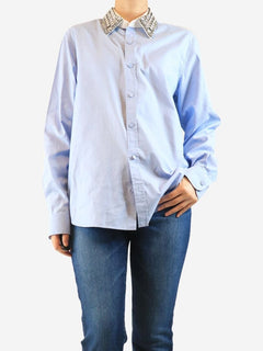 Blue bejewelled collar shirt - size XS Tops Gucci 
