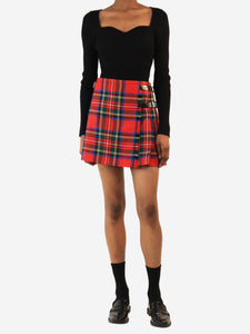 Christopher Kane Red tartan wool mini skirt - size UK 6