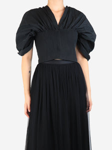 Jonathan Simkhai Black puffed sleeve crop top - size UK 8