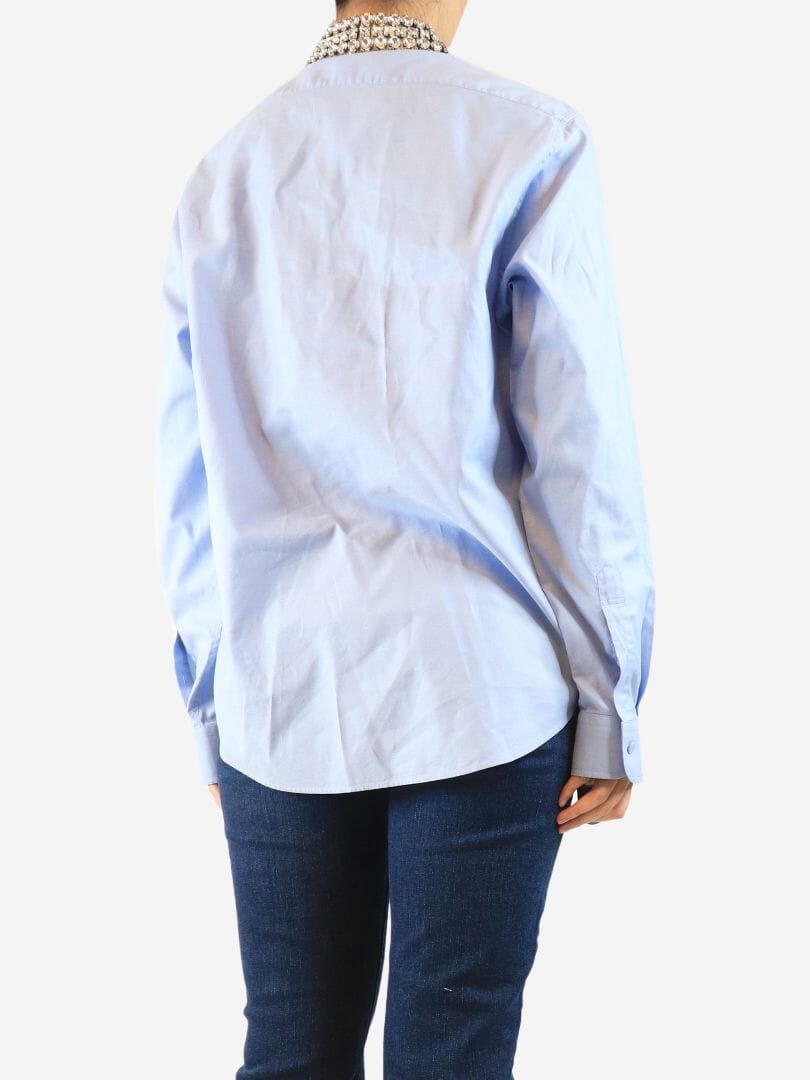Blue bejewelled collar shirt - size XS Tops Gucci 
