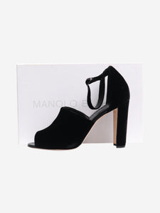 Manolo Blahnik Black Aminta velvet ankle strap heel - size EU 41