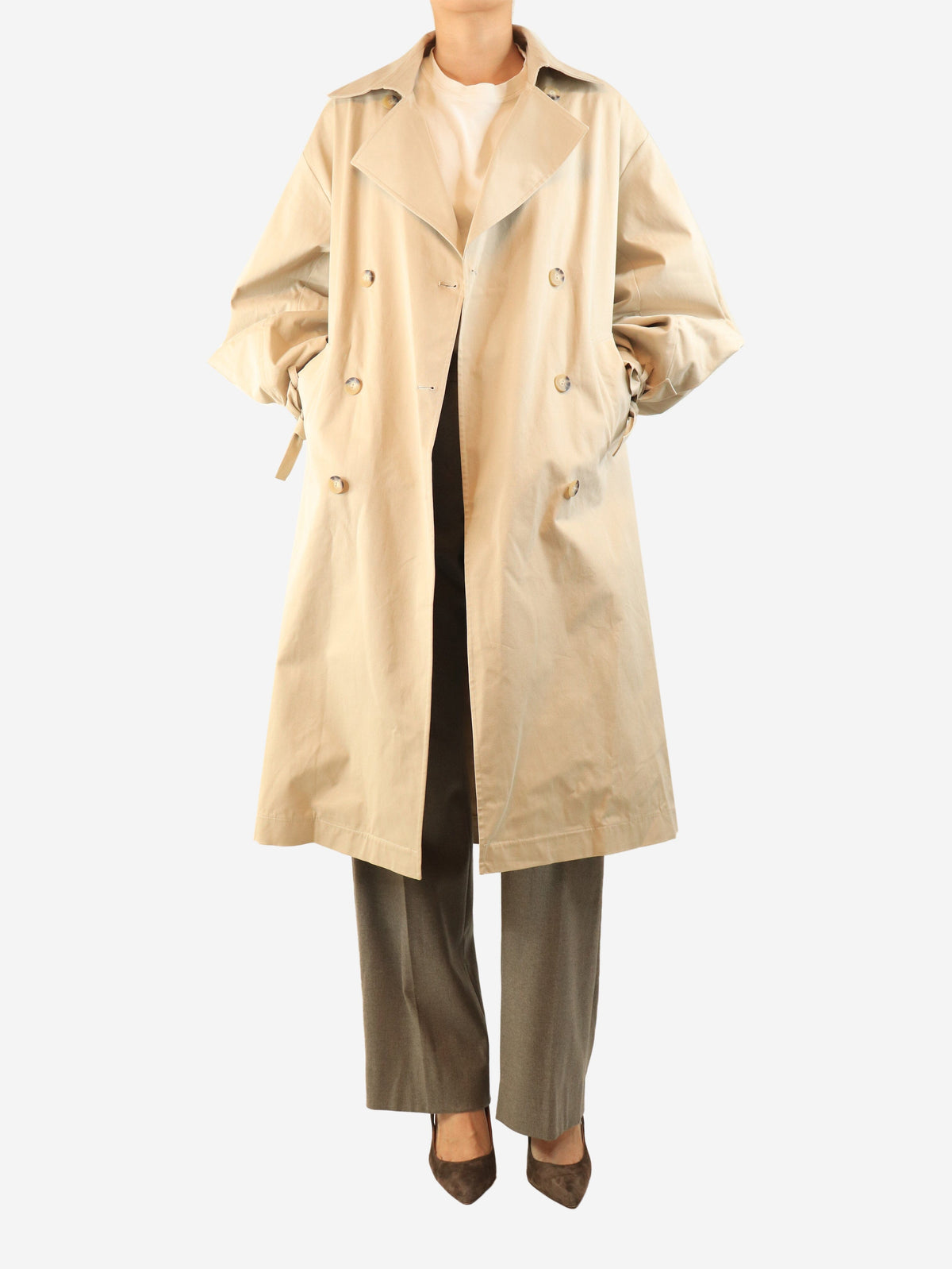 Neutral belted trench coat - One size Coats & Jackets SoSUE 