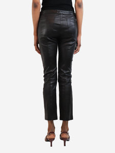 The Row Black leather low rise trousers - size UK 8