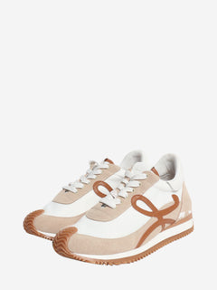 White and beige nylon and suede Flow Runner trainers - size EU 37 Trainers Loewe 