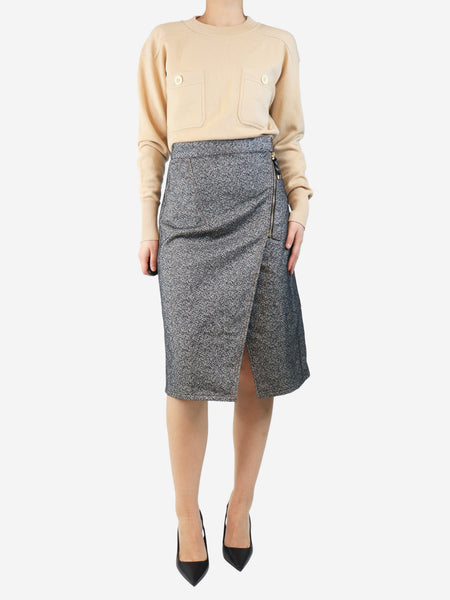 Grey Marled midi skirt - size UK 10 alternate image