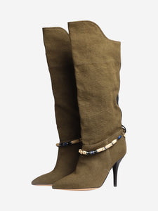 Isabel Marant Khaki canvas knee high-boots - size EU 37