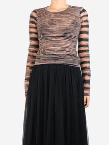 Missoni Black and brown abstract-stripe knit top - size UK 10
