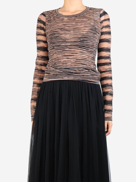 Black and brown abstract-stripe knit top - size UK 10 product image