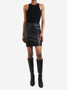 The Row Black leather mini skirt - size UK 6