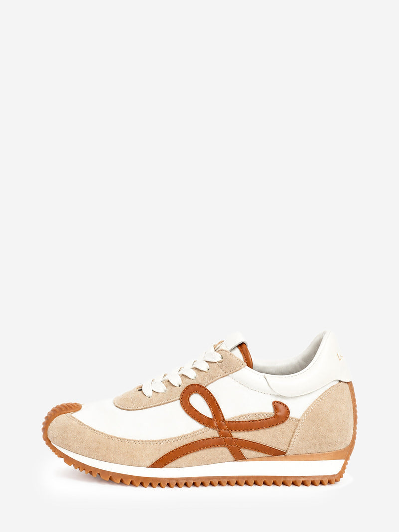 White and beige nylon and suede Flow Runner trainers - size EU 37 Trainers Loewe 
