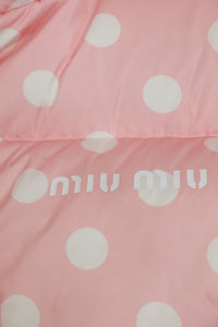 Miu Miu Light pink cropped polka dot puffer jacket - size UK 10