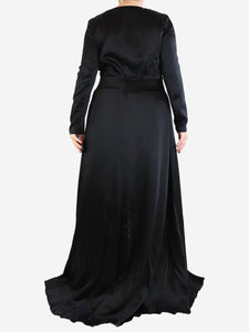 Temperley Black satin robe dress - size UK 14