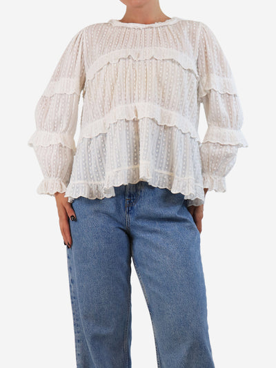 White semi-sheer ruffled blouse - size UK 10 Tops Isabel Marant Etoile 