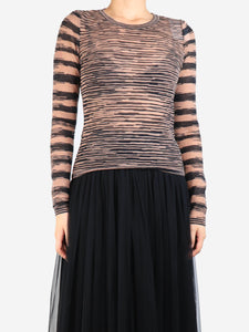 Missoni Black and brown abstract-stripe knit top - size UK 10