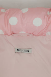 Miu Miu Light pink cropped polka dot puffer jacket - size UK 10