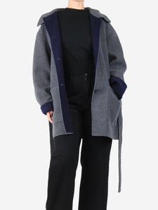 Bonpoint Dark grey belted cashmere mid-length coat - size UK 14