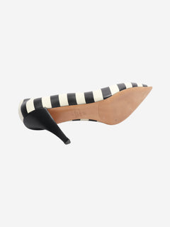 Ivory and black leather striped pumps - size EU 39 Heels Valentino 