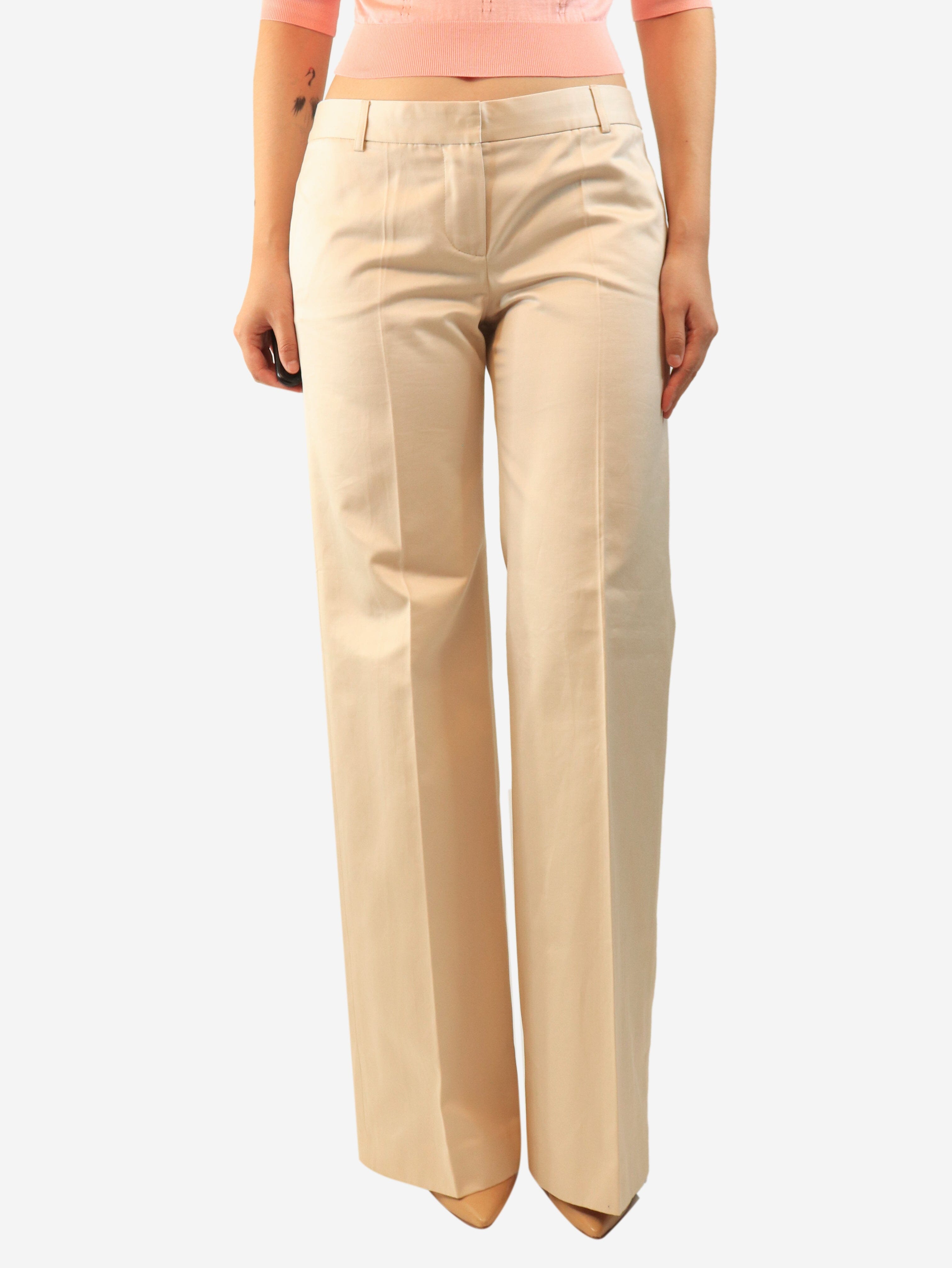 Beige cotton suit trousers - size UK 12 Trousers Chloe 