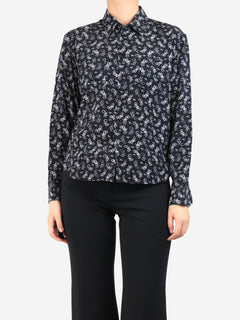 Black motorcyle printed silk shirt - size UK 8 Tops Saint Laurent 