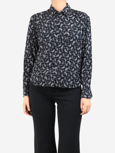 Saint Laurent Black motorcyle printed silk shirt - size UK 8