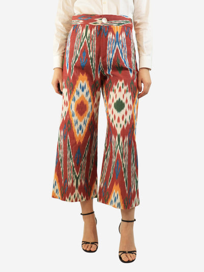 Multicolour printed cropped trousers - size L Trousers De Castro 