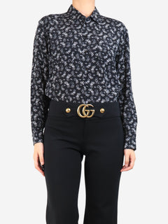 Black motorcyle printed silk shirt - size UK 8 Tops Saint Laurent 