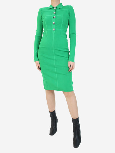 Green padded-shoulder midi dress - size S Dresses David Koma 