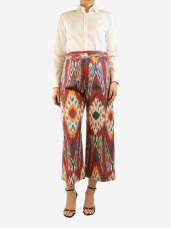 Multicolour printed cropped trousers - size L Trousers De Castro 
