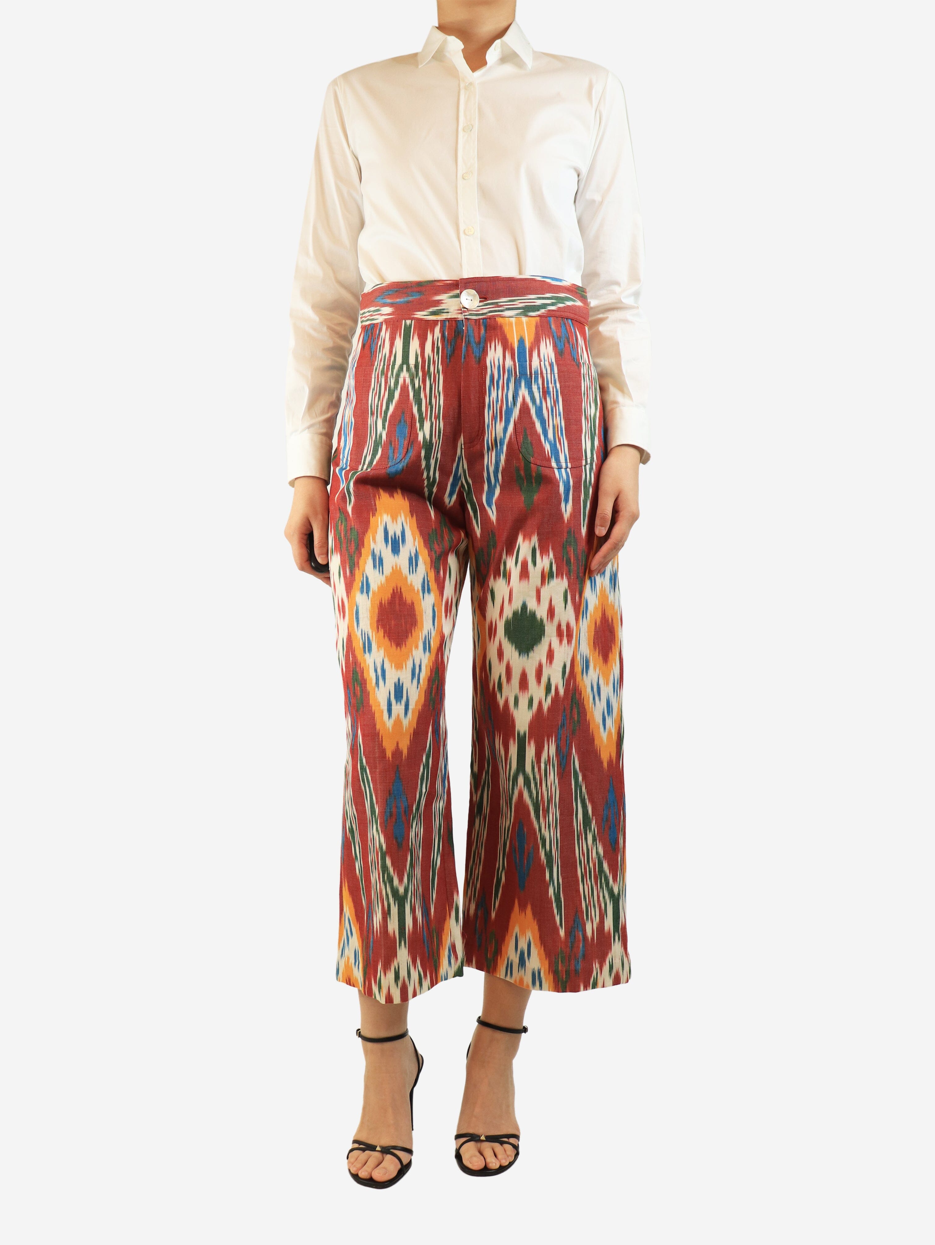 Multicolour printed cropped trousers - size L Trousers De Castro 