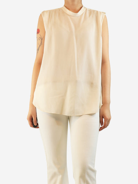 Cream sleeveless silk crepe blouse - size UK 10 product image