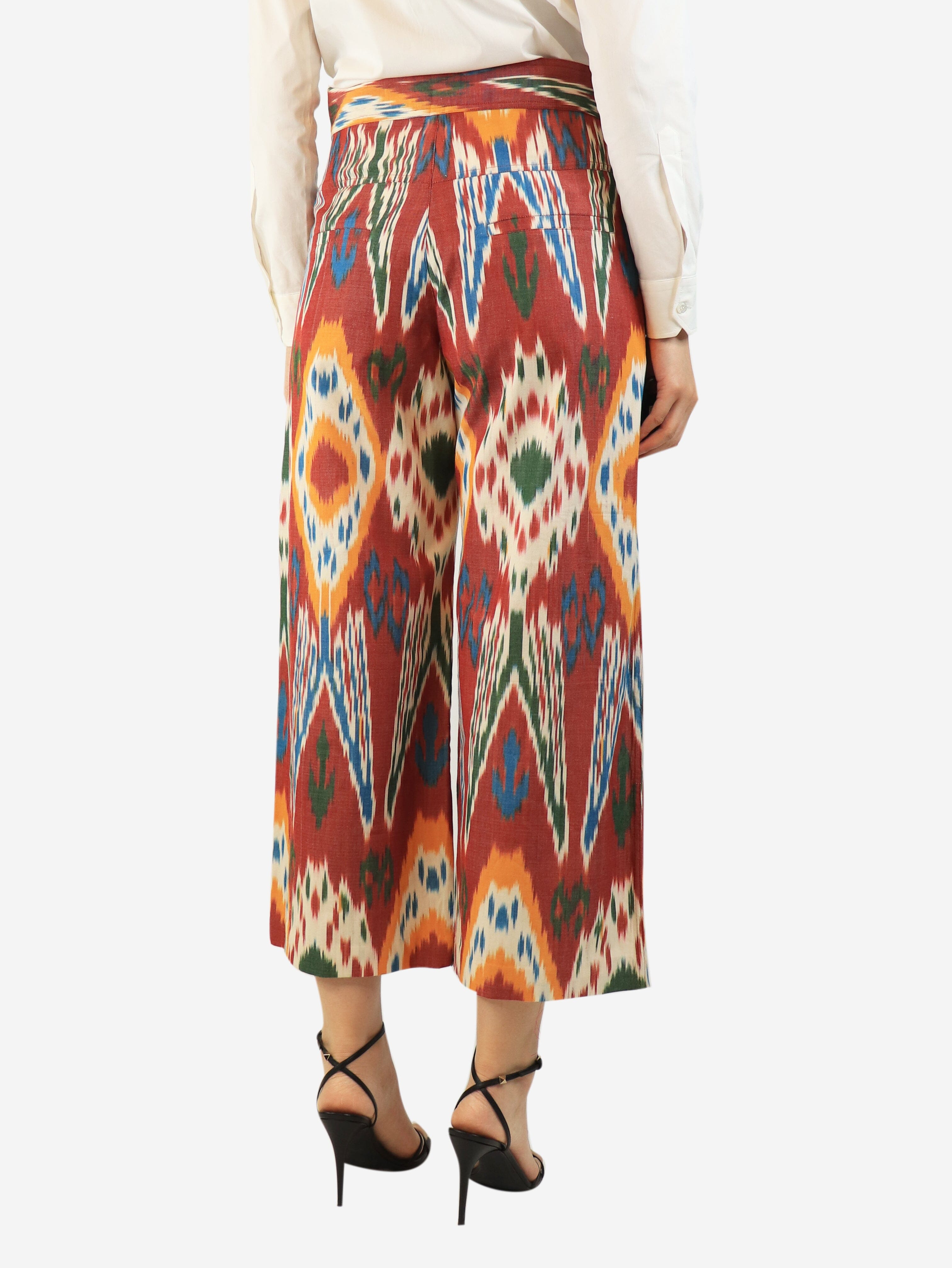 Multicolour printed cropped trousers - size L Trousers De Castro 