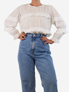 Isabel Marant Etoile White semi-sheer ruffled blouse - size UK 10
