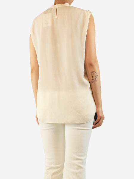 Cream sleeveless silk crepe blouse - size UK 10 alternate image