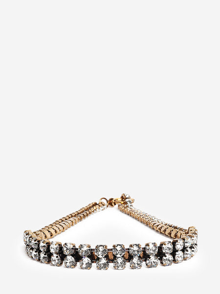 Gold crystal double-row choker necklace product image