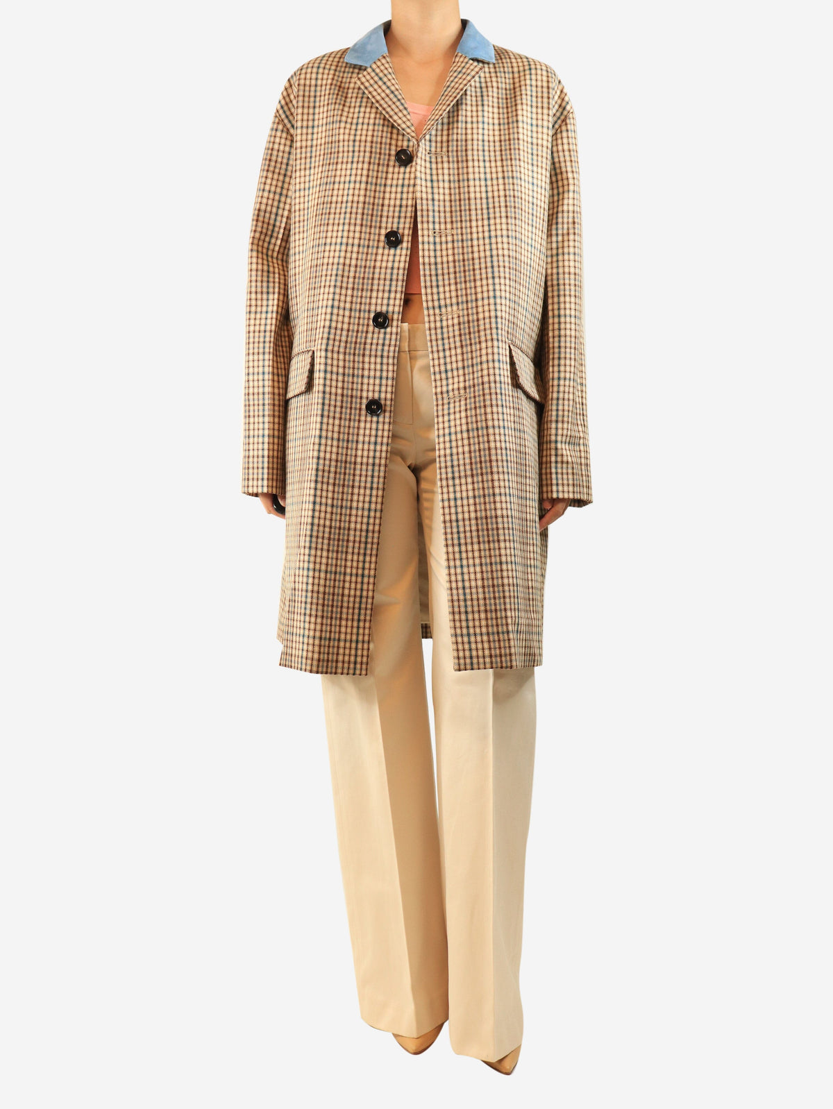 Brown check wool coat - size UK 10 Coats & Jackets Marni 