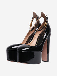 Valentino Black patent platform round toe heels - size EU 37 (UK 4)