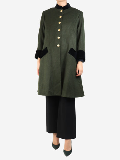 Khaki velvet collar coat - size UK 10 Coats & Jackets prune goldschmidt 