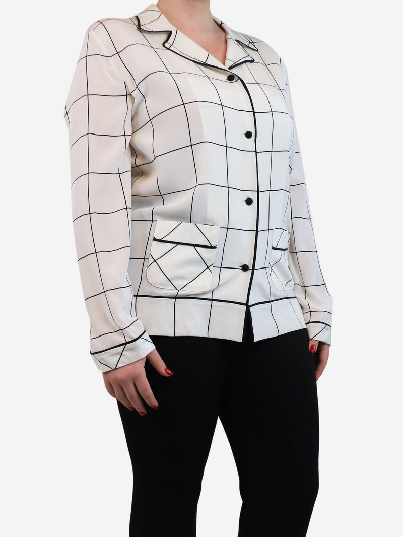 Cream grid checkered pocket shirt - size L Tops Valentino 