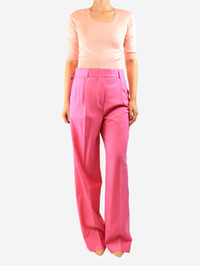 Pink pleated wool trousers - size UK 10 Trousers MSGM 