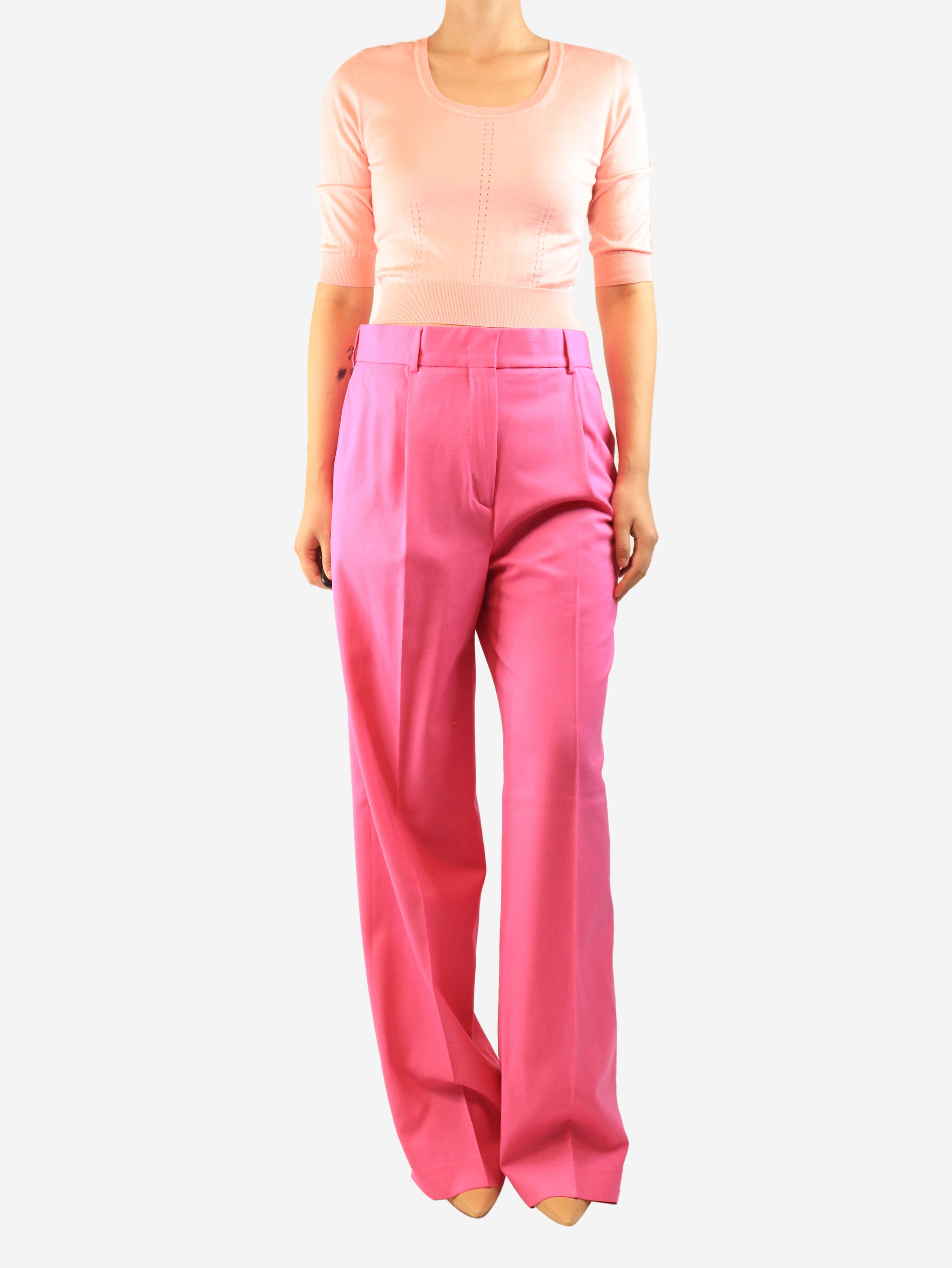 Pink pleated wool trousers - size UK 10 Trousers MSGM 