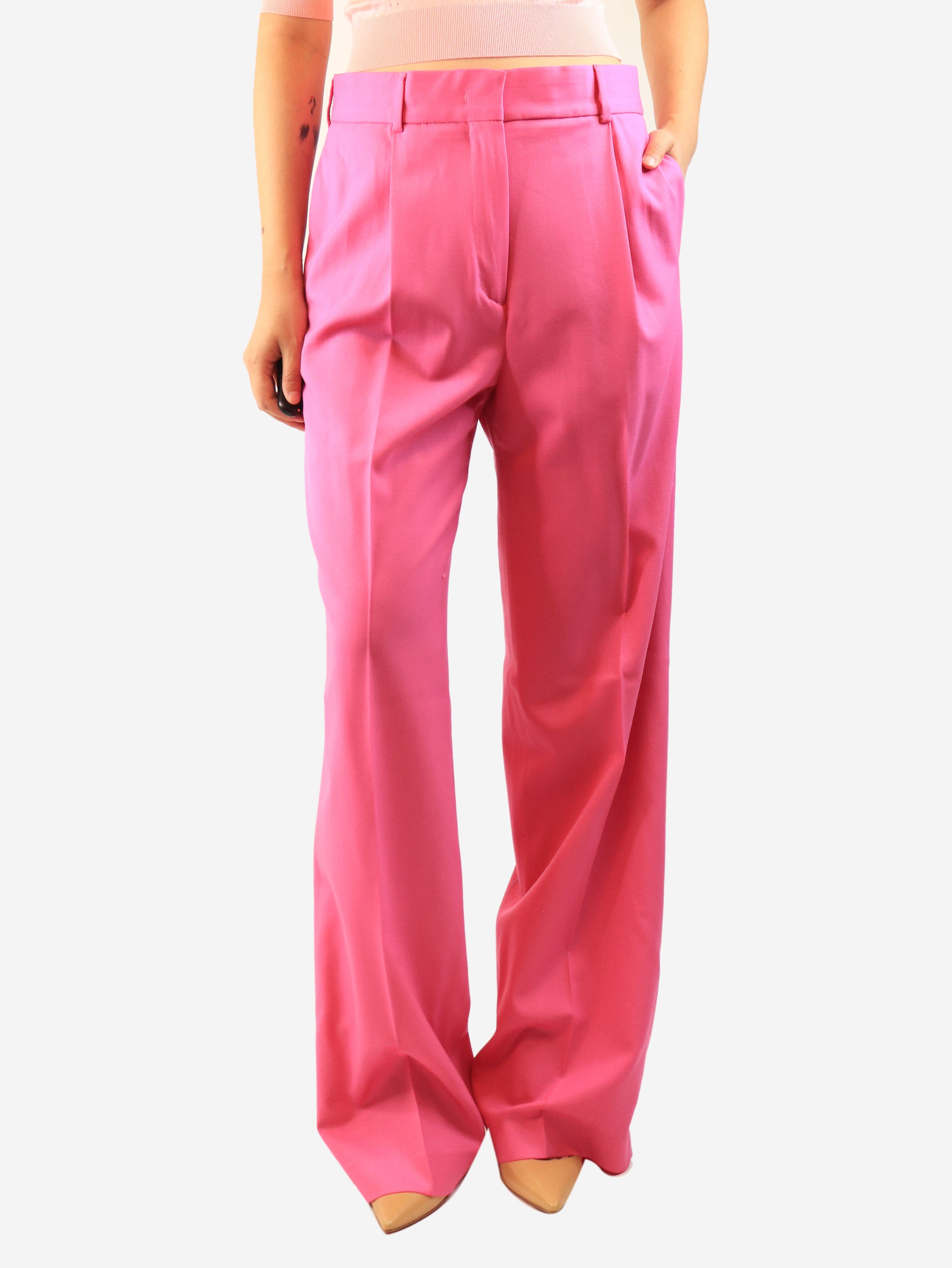 Pink pleated wool trousers - size UK 10 Trousers MSGM 