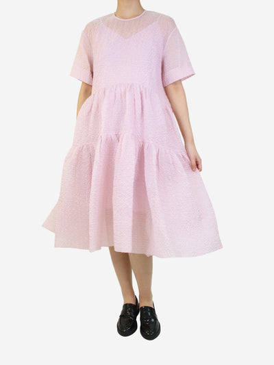 Pink sheer textured smock dress - size M Dresses Victoria Beckham 