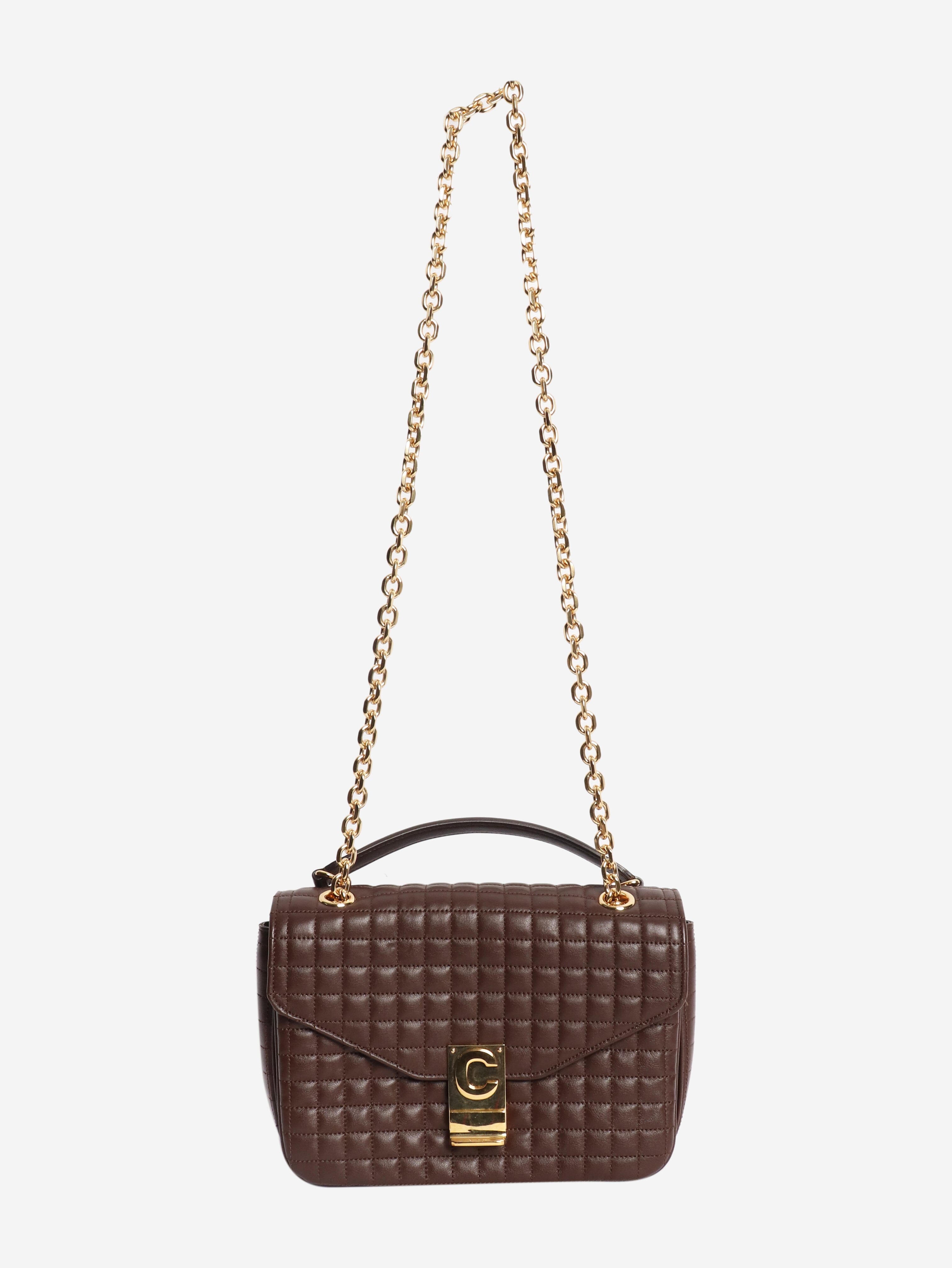 Brown medium leather quilted C bag Cross-body bags Celine 
