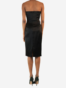Max Mara Black satin strapless mini dress - size UK 10