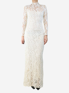 Cream lace maxi dress with slip - size UK 8 Dresses Carla Zampatti 