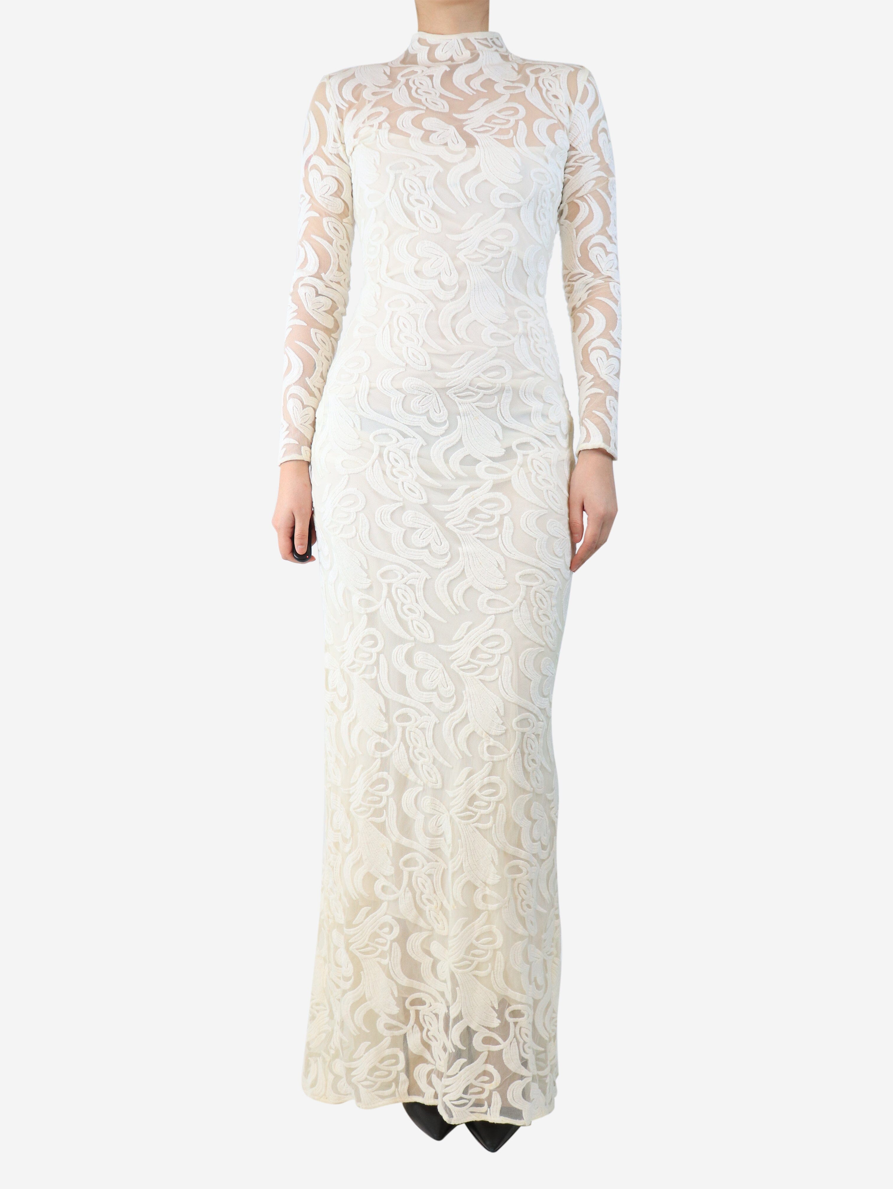 Cream lace maxi dress with slip - size UK 8 Dresses Carla Zampatti 