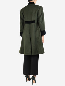 prune goldschmidt Khaki velvet collar coat - size UK 10