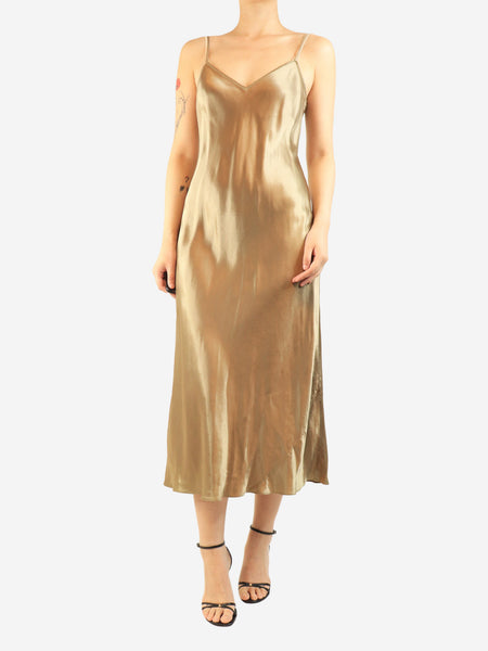 Brown satin slip dress - size S product image