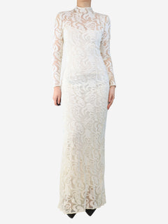 Cream lace maxi dress with slip - size UK 8 Dresses Carla Zampatti 